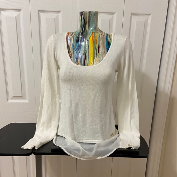 Guess Pullover Sweater with Chiffon Trim  size Medium - Picture 1 of 10